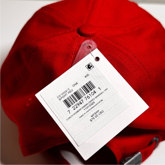 NWT Coach Red Cap with Coach Insignia on Front and adjustable back. - Picture 4 of 15